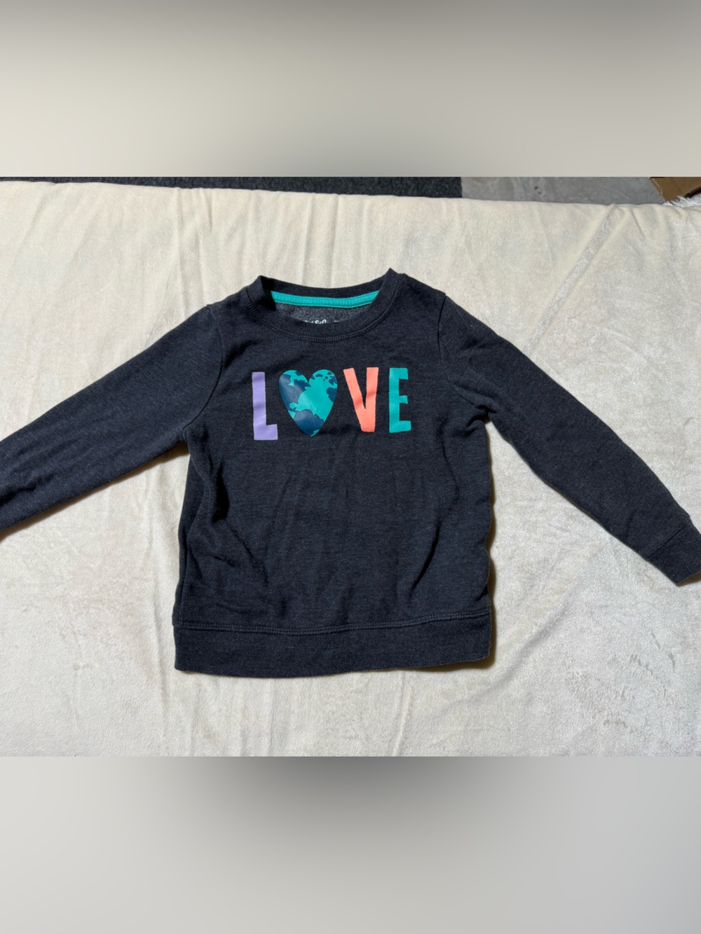 Cat & Jack Black Sweatshirt with Colorful LOVE Graphic
